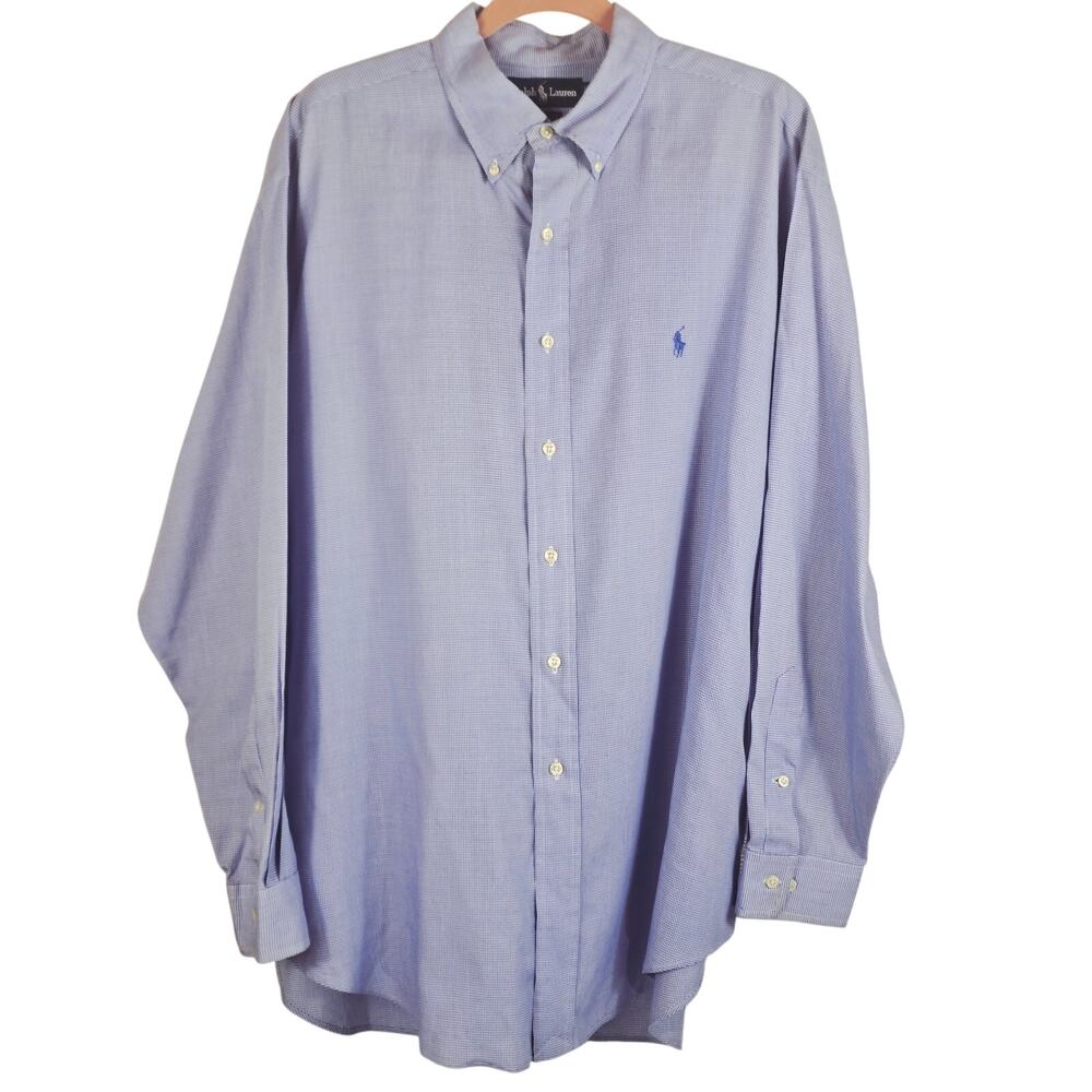 Ralph Lauren Blue Label Yarmouth Cotton Button Down Dress Shirt Men 17 34/35